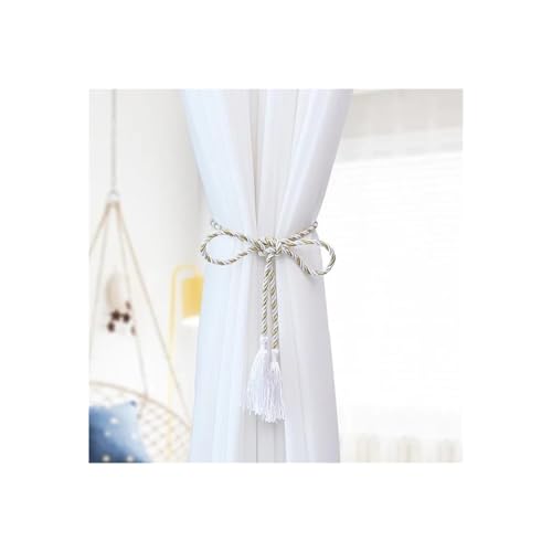 Vorhang-Raffhalter, 10 Stück, goldfarbene Quaste, Raffhalter für Vorhänge, Zubehör, goldene Raffhalter, Polyester, Vorhanghalter (weiß) von Xinglongs