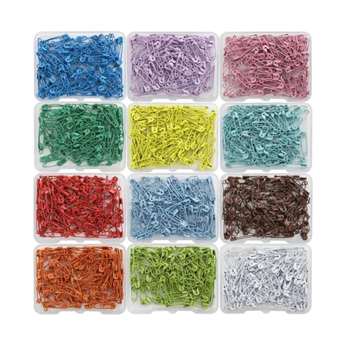 Xinglongs Sicherheitsnadeln, Metallfarben, mit Aufbewahrungsbox, kleine Sicherheitsnadeln, Grau, 10 Box, 120 Stück von Xinglongs