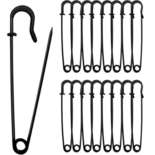 Xinglongs Sicherheitsnadeln, extra großer Stahl, 75 mm, robust, große Sicherheitsnadeln, Edelstahl-Federverriegelungsstifte für Kleidung, Handwerk, Schwarz, 200 Stück von Xinglongs