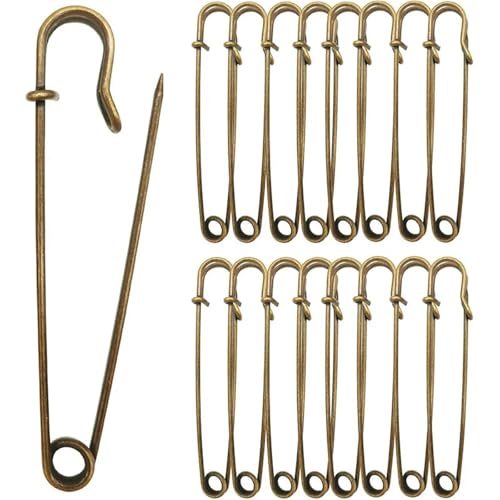 Xinglongs Sicherheitsnadeln, extra großer Stahl, 75 mm, robust, große Sicherheitsnadeln, Edelstahl-Federverschlussnadeln für Kleidung, Handwerk, Kupfer, 200 Stück von Xinglongs