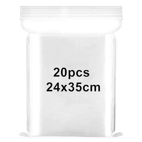 Druckverschlussbeutel Zip Beutel Groß 24x35cm Verschließbare Plastiktüten, Wiederverschließbare Plastikbeutel, Verdickung Haltbar, Anwendbar Bastelbedarf, Kleideraufbewahrung,Lebensmittel 20 Stück von Xingrun