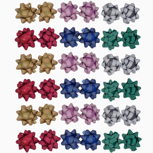 36 Stück Geschenkbandknoten 3,5" Glitzerstern-Knoten Selbstklebend für Hochzeiten, Korbverpackungen, Partydekorationen, Weihnachten, Geburtstage, Feiertage etc von Xingshen-GTG
