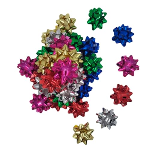 36 Stück Geschenkbandknoten 3,5" Glitzerstern-Knoten Selbstklebend für Hochzeiten, Korbverpackungen, Partydekorationen, Weihnachten, Geburtstage, Feiertage etc von Xingshen-GTG