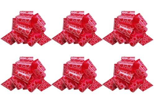 6 Stück Herzmuster-Pullbow für Geschenke, 5,5“ Verpackungsband-Pullbow für Geschenkbeschriftungen, Verpackungsdekoration, Valentinstag-Pullbow für Geschenke 6 Stück Herzmuster-Pullbow für Geschenke, 5,5“ Verpackungsband-Pullbow für Geschenkbeschriftungen, Verpackungsdekoration, Valentinstag-Pullbow für Geschenke von Xingshen-GTG
