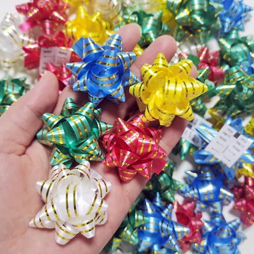 60pcs Geschenkbogen 2 "Kleine Sternbogen Selbstklebende Geschenkverpackung Dekoration für Geburtstagsfeier, Weihnachten, Hochzeit, Valentinstag ect (5 Colors, 1.5in) von Xingshen-GTG