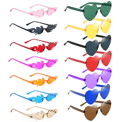 Xingsky Karneval Brille Lustig, Bunte Sonnenbrille 14 Stück Sonnenbrillen Set, Herz| Flammen Sonnenbrille, Bunte Brillen Party für Fasching Foto Requisiten Geburtstagsfeier für Kinder und Erwachsene Xingsky Karneval Brille Lustig, Bunte Sonnenbrille 14 Stück Sonnenbrillen Set, Herz| Flammen Sonnenbrille, Bunte Brillen Party für Fasching Foto Requisiten Geburtstagsfeier für Kinder und Erwachsene von Xingsky