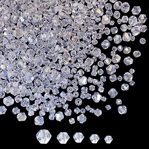 1700 Stück Doppelkegel-Kristallperlen, 2 mm, 3 mm, 4 mm, 5 mm, 6 mm, Kristallglasperlen, facettiert, Doppelkegel, Kristallglasperlen für Halsketten, Armbänder, Ohrringe, DIY-Schmuck, Bastelzubehör von Xinhongo