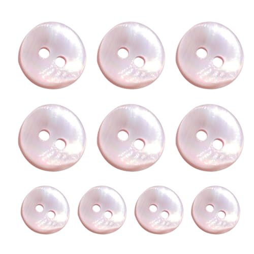 10pcs Natural Shell -Tasten - Runde Perlenknöpfe mit 2 Löchern | Nähknöpfe für Kleidung, Mäntel, Hemden, Kleider, Handwerk, handgefertigte Kleidungszubehör von Xinhuju