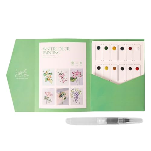Aquarell-Arbeitsklatsch für Anfänger - Kreatives Malbuch mit Malset und Pinsel in 12 Farben | Bastelbedarf für Jugendliche und Erwachsene, Anfänger-Set für die P von Xinhuju