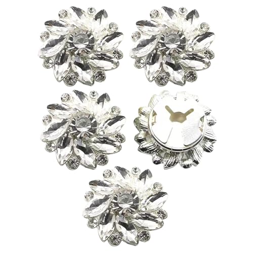 Ausgefallene Knöpfe für Kleidung – Strass-Knöpfe, Knopfabdeckungen, 5 x Blumenknöpfe, Hemdknopf-Clips, kein Nähen, dekorative Knöpfe für Kleid, Anzug und Hemd, elegante Verzierungen für Mode von Xinhuju