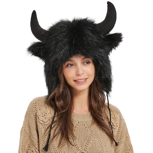 Bison Hut - Plüschhut mit Hörnern, warme Winter -Ohrschützer für Erwachsene und Kinder | Pelziger Bison Kostümhut für Outdoor -Abenteuer, Halloween, Cosplay, Weihnachtsfeiern, Themenveranstaltungen, F Bison Hut - Plüschhut mit Hörnern, warme Winter -Ohrschützer für Erwachsene und Kinder | Pelziger Bison Kostümhut für Outdoor -Abenteuer, Halloween, Cosplay, Weihnachtsfeiern, Themenveranstaltungen, F von Xinhuju