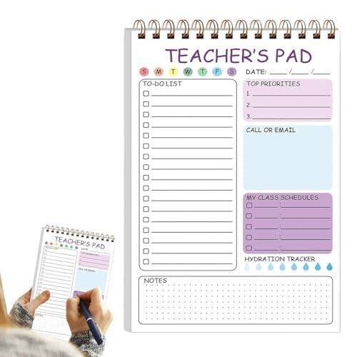 Lehrernotizen, 50 Blatt Notizblöcke für Lehrer, 14,7 x 21,1 cm, Schreibnotizen, Must Haves Doppelspulenbindung, Tagesplaner für Schule, Zuhause, Büro Lehrernotizen, 50 Blatt Notizblöcke für Lehrer, 14,7 x 21,1 cm, Schreibnotizen, Must Haves Doppelspulenbindung, Tagesplaner für Schule, Zuhause, Büro von Xinhuju