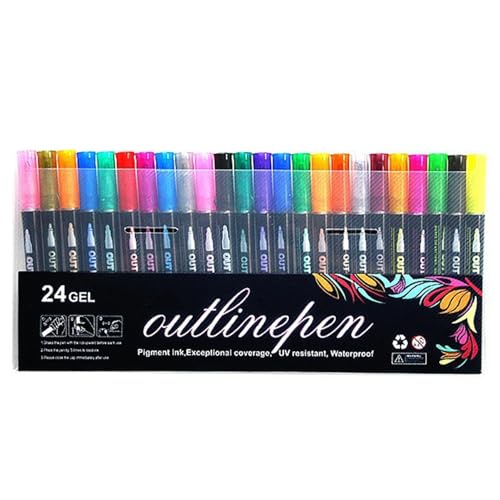 Marker Pen - Doppelzeilige Farbmarker - Hochpigmentierter Malstift Super Wellenlinien für Grußkarten, Malzeichnen auf Metall, Holz, Keramik von Xinhuju