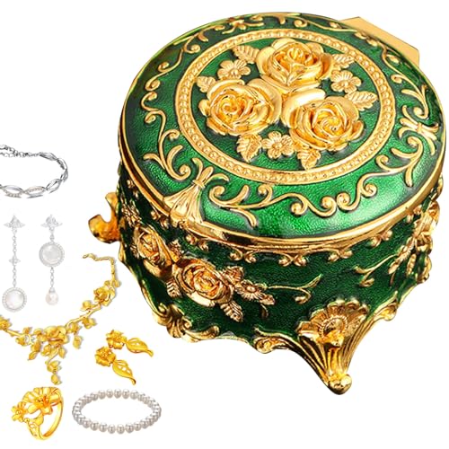 Ovale Schmuckschatulle | Kleine Vintage-Schmuck-Aufbewahrungsbox aus Metall | Eleganter Schmuck-Organizer für Ohrringe, Ringe, Halsketten, Armbänder, Zinklegierungs-Design für Schmuck und kleine Ovale Schmuckschatulle | Kleine Vintage-Schmuck-Aufbewahrungsbox aus Metall | Eleganter Schmuck-Organizer für Ohrringe, Ringe, Halsketten, Armbänder, Zinklegierungs-Design für Schmuck und kleine von Xinhuju