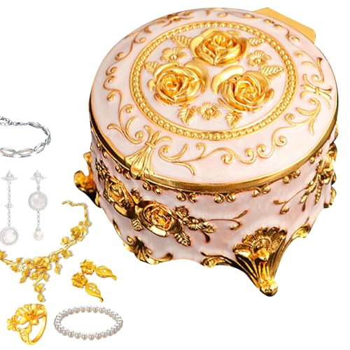 Ovale kleine Schmuckschatulle aus Metall, Schmuck-Organizer-Box aus Zinklegierung, Vintage-Schmuckaufbewahrung für Halsketten, Armbänder, Ohrringe, Ringe, elegante Dekoration für wertvolle Gegenstände Ovale kleine Schmuckschatulle aus Metall, Schmuck-Organizer-Box aus Zinklegierung, Vintage-Schmuckaufbewahrung für Halsketten, Armbänder, Ohrringe, Ringe, elegante Dekoration für wertvolle Gegenstände von Xinhuju