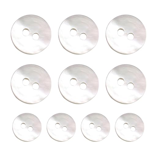 Schalenanzugstasten - 10pcs natürliche Perle Runde Tasten | 2-Loch-Kleidungsknöpfe für handgefertigtes Nähwerkzeug, Hemdkleidblusenmantel, Modezubehör von Xinhuju
