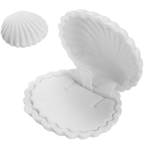 Sea -Shell -Schmuckschatulle - Wiederverwendbarer Velvet Clamshell Schmuckkoffer für Geschenke | Tragbarer Display -Organisator Halsketten, Ohrringe, Ringe, Armbänder, Reisen -Keepsake -Box Frauen und von Xinhuju