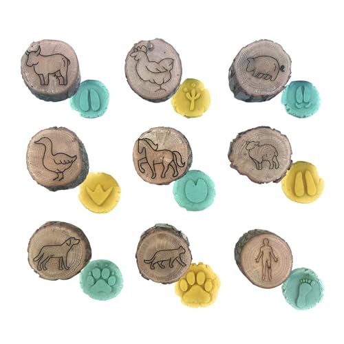 Tierpfotenstempel – Stempel für Handabdrücke aus Holz, bedruckt mit kleinen Tieren | Lustige Kunststempel für Kinder mit kreativen Tierspuren, ein Bastelwerkzeug von B von Xinhuju