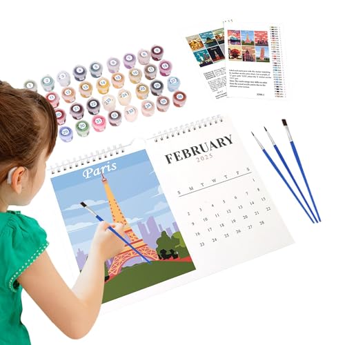 Wandkalender 2025 - Malen nach Zahlen Kalender, Monatskalender mit Pinsel & Acrylfarbe | Kreative Tiere Landschaft Schreibtisch Dekorationen für Zuhause und Schule, Künstlerischer Kalender für Wandkalender 2025 - Malen nach Zahlen Kalender, Monatskalender mit Pinsel & Acrylfarbe | Kreative Tiere Landschaft Schreibtisch Dekorationen für Zuhause und Schule, Künstlerischer Kalender für von Xinhuju