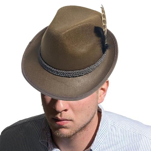 Xinhuju Bayerer Hut mit Feder - Oktoberfest für Männer und Frauen | Soft Filz Deutscher tyrolischer Kostüme, Cosplay, Halloween -Party, Bierfest, traditionelles Alpiner -Accessoire von Xinhuju