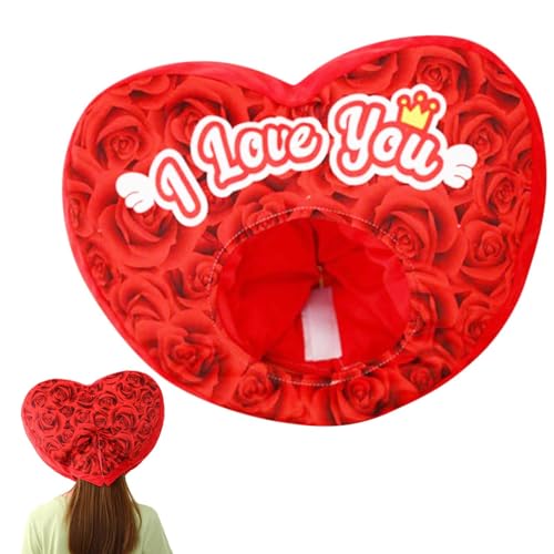 Xinhuju Red Heart Headgear - Soft Valentine's I Love You Headpiece, Performance Neuheit, Herz-Kostüm für Cosplay-Partys, Foto-Requisiten von Xinhuju