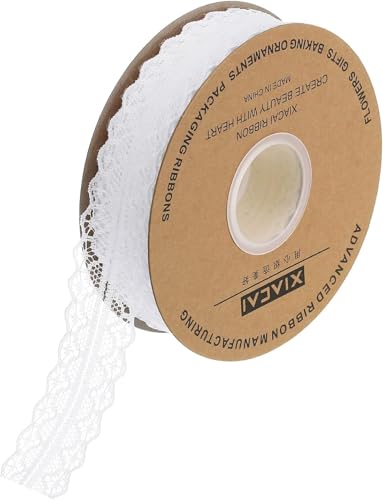 Cremeweißes Vintage-Spitzenband – 3 cm breit × 45,7 m Rolle für Geschenkverpackungen, Nähen und Blumenhandwerk, Mehrzweck-Spitzenstoff für Party-Dekoration und DIY-Projekte von Xinjincang