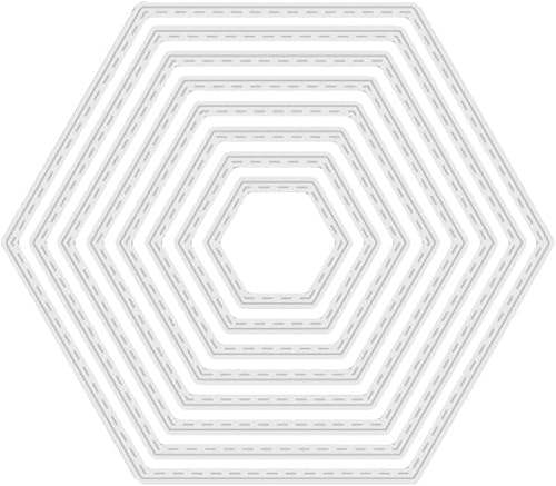 Sechseckige Metall-Stanzformen – Weihnachts- und Thanksgiving-Grußkarten-Schablonen | DIY-Prägeschablonen für Scrapbooking, Papierbasteln, Urlaubs-Bastelschablonen und Zubehör, 8 Stück von Xinjincang