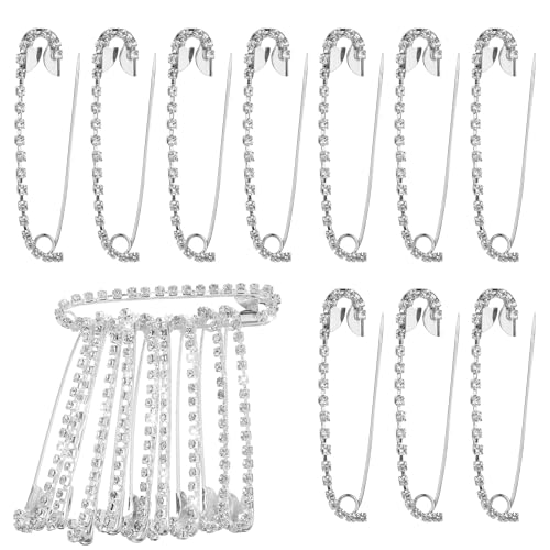 10 Stück Brosche Ausschnitt Verkleinern, Schleppennadel Brautkleid, Silber Pin Verschluss Strassnadeln Broschennadeln Glänzende Anstecknadeln für Damen Dekoration Pullover Schals Röcke 10 Stück Brosche Ausschnitt Verkleinern, Schleppennadel Brautkleid, Silber Pin Verschluss Strassnadeln Broschennadeln Glänzende Anstecknadeln für Damen Dekoration Pullover Schals Röcke von Xinjoduz