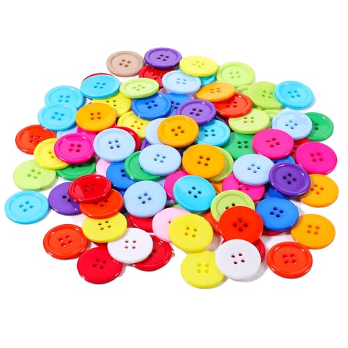 100 Stück Knöpfe Bunt 25mm Bunte Knöpfe zum Annähen Bastelknöpfe Kinderknöpfe Geschenk Deko Harz Bastel Knöpf für Nähen DIY Scrapbooking Handwerk Dekorieren von Xinjoduz