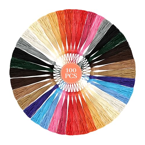 100 Stück Mini Quasten, Mehrfarbig Quasten Seidig Bunte Quaste 20 Farben Handgefertigtes Weiche Quaste Anhänger für DIY Handwerk Zubehör Schmuckherstellung Souvenir Lesezeichen Bastelzubehör von Xinjoduz