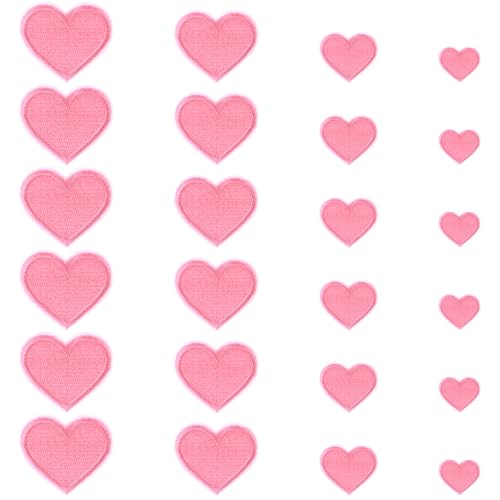 24 Stück Herz Stickerei Aufnäher Rosa Aufbügel Patches Herzen Flicken zum Aufnähen Gestickt Bügelflicken Patches für Kleidung Hüte Jacke Schuhe Rucksäcke DIY Reparieren Dekoration(Rosa) von Xinjoduz