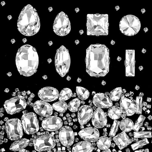 240 Stück Strasssteine Zum Aufnähen Glas Strasssteine Für Textilien Glitzersteine Weiß Flache Rückseite Kristall Schmucksteine Diamant Strasssteine Nähen Edelsteine Krappenfassung (Weiß) von Xinjoduz