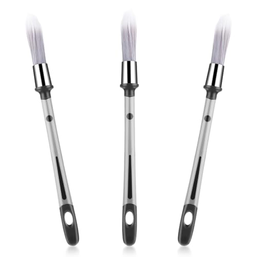 3 Stück Rundpinsel, Pinsel Rund Lackierpinsel Malerpinsel Set Grau Wachspinsel Spitz Fein Malerpinsel Borstenpinsel Lackpinsel Drybrush Pinsel für Präzise Arbeiten Wandecken Fensterrahmen Möbeln von Xinjoduz