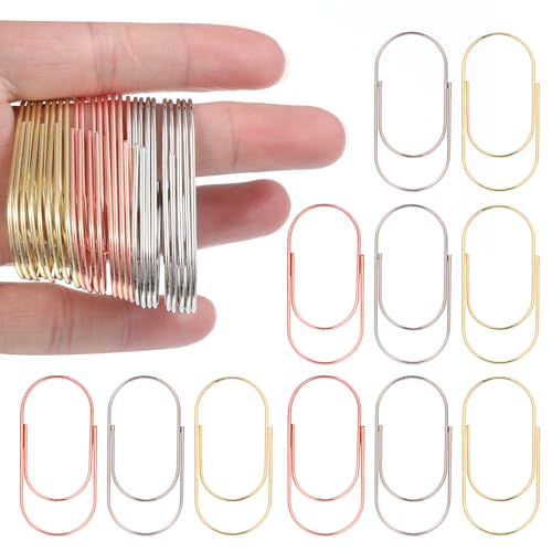 Büroklammer 30 Stück Große Büroklammern, Gold Metall Büroklammern Paper Clips Oval Motiv Büroklammer für Büro Klassenzimmer Aktenklammer Schulsachen (Silber Gold Roségold) von Xinjoduz