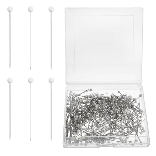 300 Stück Abstecknadeln 38mm Weiß Stecknadeln mit Kopf Groß Hochzeit Perle Blumen Nadeln Glaskugelkopf Gerade Quiltnadeln für DIY Dekoration Nähen Handwerk Hochzeit von Xinjoduz