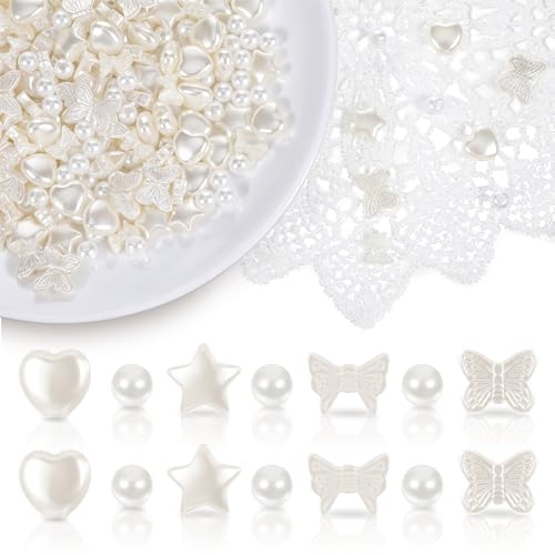 300 Stück Perlen Weiß, Imitationsperlen zum Basteln Weiße Schmuckperlen Herz Stern Schleife Schmetterling Plastikperlen mit Loch für DIY Halsketten Armbänder Schmuckherstellung Basteln 300 Stück Perlen Weiß, Imitationsperlen zum Basteln Weiße Schmuckperlen Herz Stern Schleife Schmetterling Plastikperlen mit Loch für DIY Halsketten Armbänder Schmuckherstellung Basteln von Xinjoduz