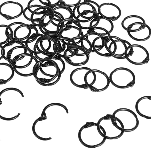 50 Stück Bücher Ringe 20mm Binder Ringe Schwarz Buchring Buchbinderinge Metall Karteikarten Ring Loseblatt Verbinder Heftringe für Memo Ablage Scrapbook Album Handwerk Schlüsselringe von Xinjoduz