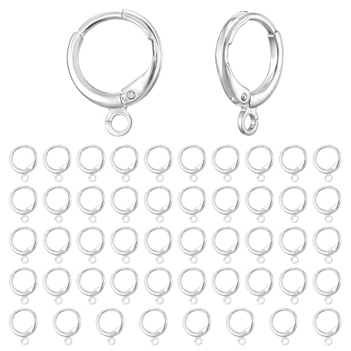 50 Stück Ohrringe Basteln, Ohrring Rohlinge, Silber Ohrringe zum Selber Machen Ohrringhaken Creolen Anhänger Ohrhaken Zubehör für Männer Frauen DIY Schmuckherstellung von Xinjoduz