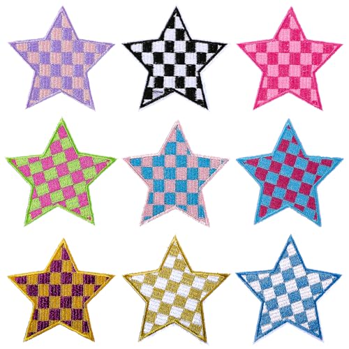 9 Stück Stern Patches zum Aufbügeln Bügelbilder Flicken zum Aufbügeln Kinder Sterne Bunte Aufnäher Erwachsene Kinder Aufbügelbilder für DIY Kleidung Kleid Hosen Jeans Hüte von Xinjoduz
