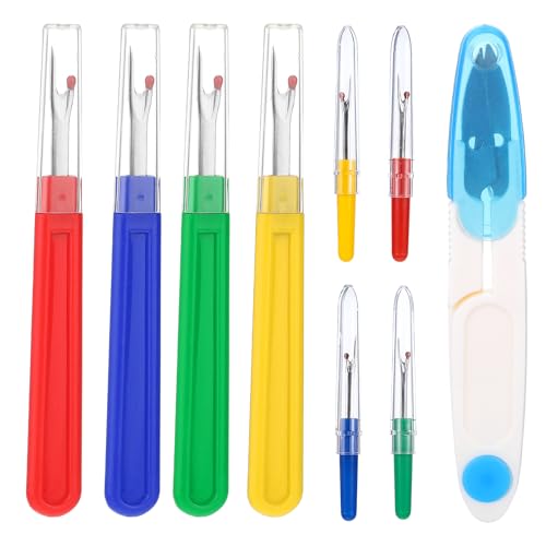 9 Stück Auftrenner für Nähte, Nahtauftrenner Groß/Klein Nähen Nahttrenner mit Schutzkappe Saumtrenner Seam Ripper Set mit Trimmschere zum Nähen Nähutensilien Nähzubehör für Nähte von Xinjoduz