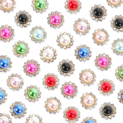 Bunte Perle Knöpfe 100 Stück Strasssteine Blume Knopf Perlenknöpfe Strasssteine Gold Flatback Basis Kristall Faux Perle Goldene Knöpfe für Strickjacke Schmuckherstellung Schmuck Bunte Perle Knöpfe 100 Stück Strasssteine Blume Knopf Perlenknöpfe Strasssteine Gold Flatback Basis Kristall Faux Perle Goldene Knöpfe für Strickjacke Schmuckherstellung Schmuck von Xinjoduz