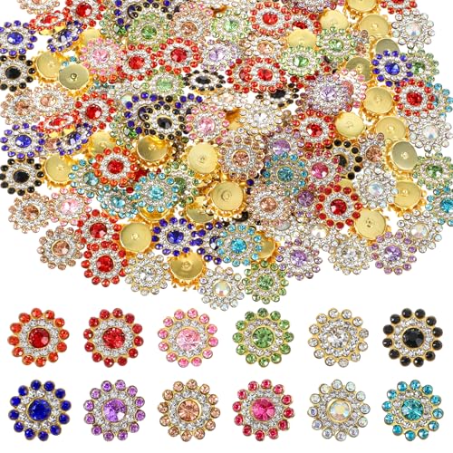 Knöpfe Gold 100 Stück Bunt Strass Knopf Kristall Blumen Knöpfe Groß Strassknöpfe Flache Rückseite Knöpfe für Schmuckherstellung Kleidung Strickjacke Dirndl DIY Ornamente Bunte Knöpfe Gold 100 Stück Bunt Strass Knopf Kristall Blumen Knöpfe Groß Strassknöpfe Flache Rückseite Knöpfe für Schmuckherstellung Kleidung Strickjacke Dirndl DIY Ornamente Bunte von Xinjoduz