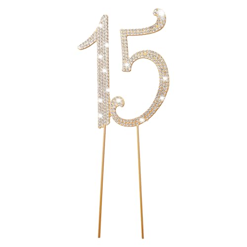 Geburtstagsdeko 15 Jahre Strass Kristall Tortenaufsatz Tortendeko 15 Geburtstag Mädchen Gold Kuchen Topper Kuchendeko Junge 15 Jahre Kuchendeckel Glitzer Strasssteine Dekoration für Jahrestag Party Geburtstagsdeko 15 Jahre Strass Kristall Tortenaufsatz Tortendeko 15 Geburtstag Mädchen Gold Kuchen Topper Kuchendeko Junge 15 Jahre Kuchendeckel Glitzer Strasssteine Dekoration für Jahrestag Party von Xinjoduz