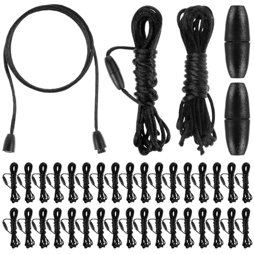 Schlüsselband-Schnur mit Abreißverschlüssen, Schnalle, schwarze Nylon-Ersatzschnur, Sicherheitskordel, Kunststoffband, Schlüsselband-Set, für selbstgemachte Anhänger, Armbänder, Halsketten von Xinjoduz
