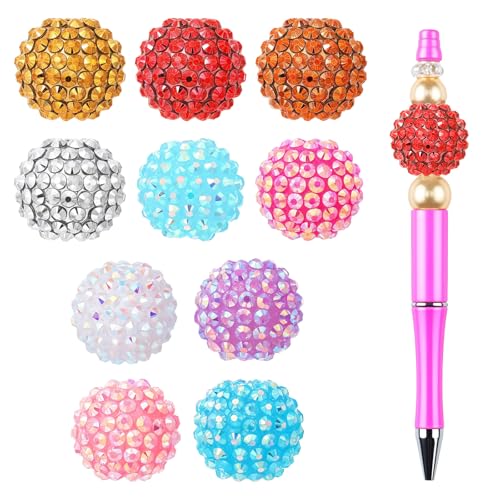 Xindojuz Strass-Perlen für Perlenstift, 20 mm, Kugelstift-Perlen, Disco, glitzernd, klobig, Kaugummi, große Abstandshalter für Perlenarmbänder, Halsketten, Schlüsselanhänger, Schmuckherstellung Xindojuz Strass-Perlen für Perlenstift, 20 mm, Kugelstift-Perlen, Disco, glitzernd, klobig, Kaugummi, große Abstandshalter für Perlenarmbänder, Halsketten, Schlüsselanhänger, Schmuckherstellung von Xinjoduz