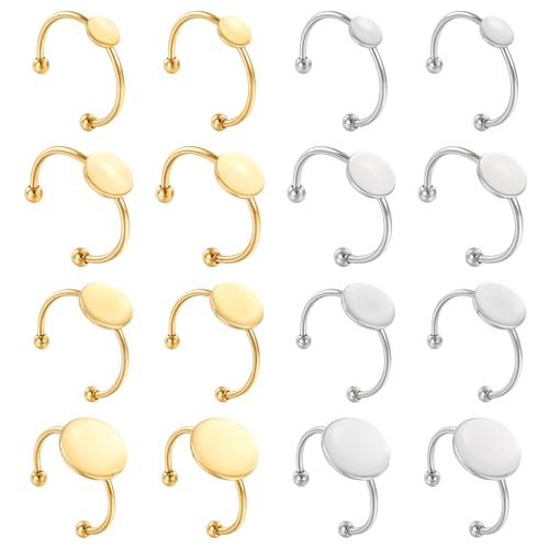 Xinjoduz 16 Stück Fingerring-Rohling, 12 mm, Edelstahl, flache Ring-Rohlinge, runde Pad-Tabletts, verstellbare Fingerbasis, Lünettenablagen für Schmuckherstellung, zum Finden von DIY-Schnitzereien Xinjoduz 16 Stück Fingerring-Rohling, 12 mm, Edelstahl, flache Ring-Rohlinge, runde Pad-Tabletts, verstellbare Fingerbasis, Lünettenablagen für Schmuckherstellung, zum Finden von DIY-Schnitzereien von Xinjoduz