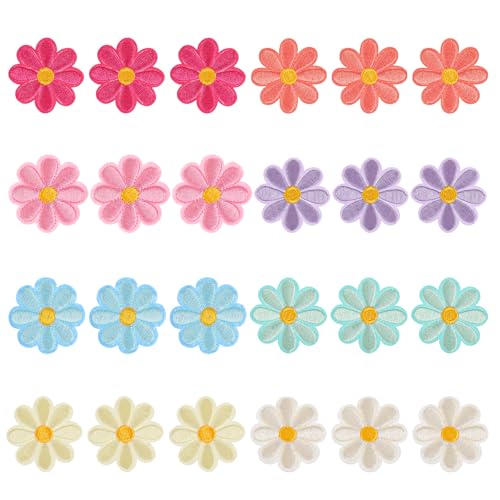 Xinjoduz 48 Stück Applikationen zum Aufnähen Bunte Blumen Bügelflicken Stoffblumen Patches zum Aufbügeln für Erwachsene Kinder Kleidung, Schuhe, Hüte DIY-Dekoration von Xinjoduz
