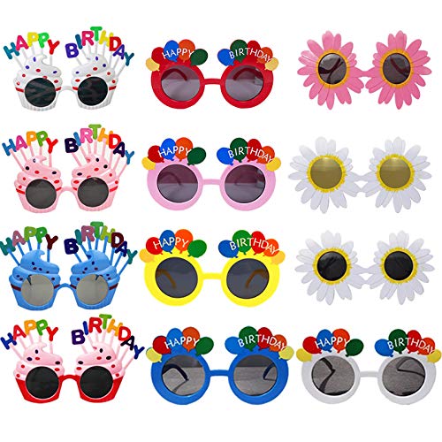Geburtstag Brille Partybrillen Spassbrillen Kinder Partybrillen Spassbrillen Kinderbrillen Partybrillen Set Geburtstag Happy Birthday Brille für Geburtstagsfeier Urlaubsparty Kinder Geschenke 12 Stück von Xinlie