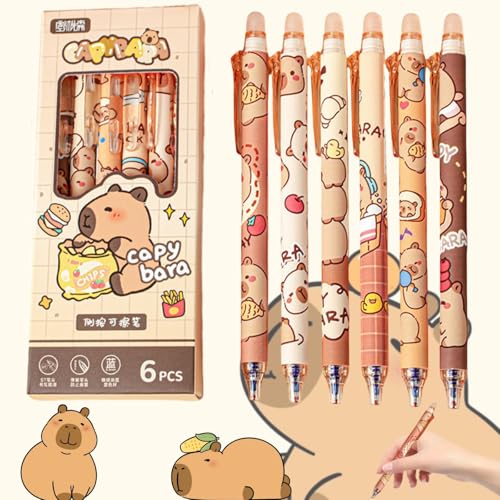 Xinlon 6 Stück Capybara Radierbarer Kugelschreiber Stifte Set, Cartoon Animal Ballpoint Pen, 0,5 mm Braun Tinte, Cute Capibara Pens für Schule, Büro, Partygeschenke, Capybara Sachen Xinlon 6 Stück Capybara Radierbarer Kugelschreiber Stifte Set, Cartoon Animal Ballpoint Pen, 0,5 mm Braun Tinte, Cute Capibara Pens für Schule, Büro, Partygeschenke, Capybara Sachen von Xinlon
