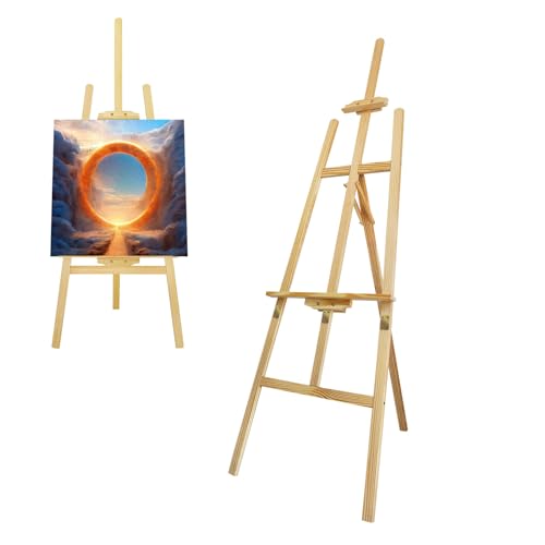 Akademie-Staffelei aus Massivholz (170 cm) – Hochwertige Holzstaffelei für Leinwände bis 134 cm, – Ideal für Künstler, Hobby & Unterricht von Xinng